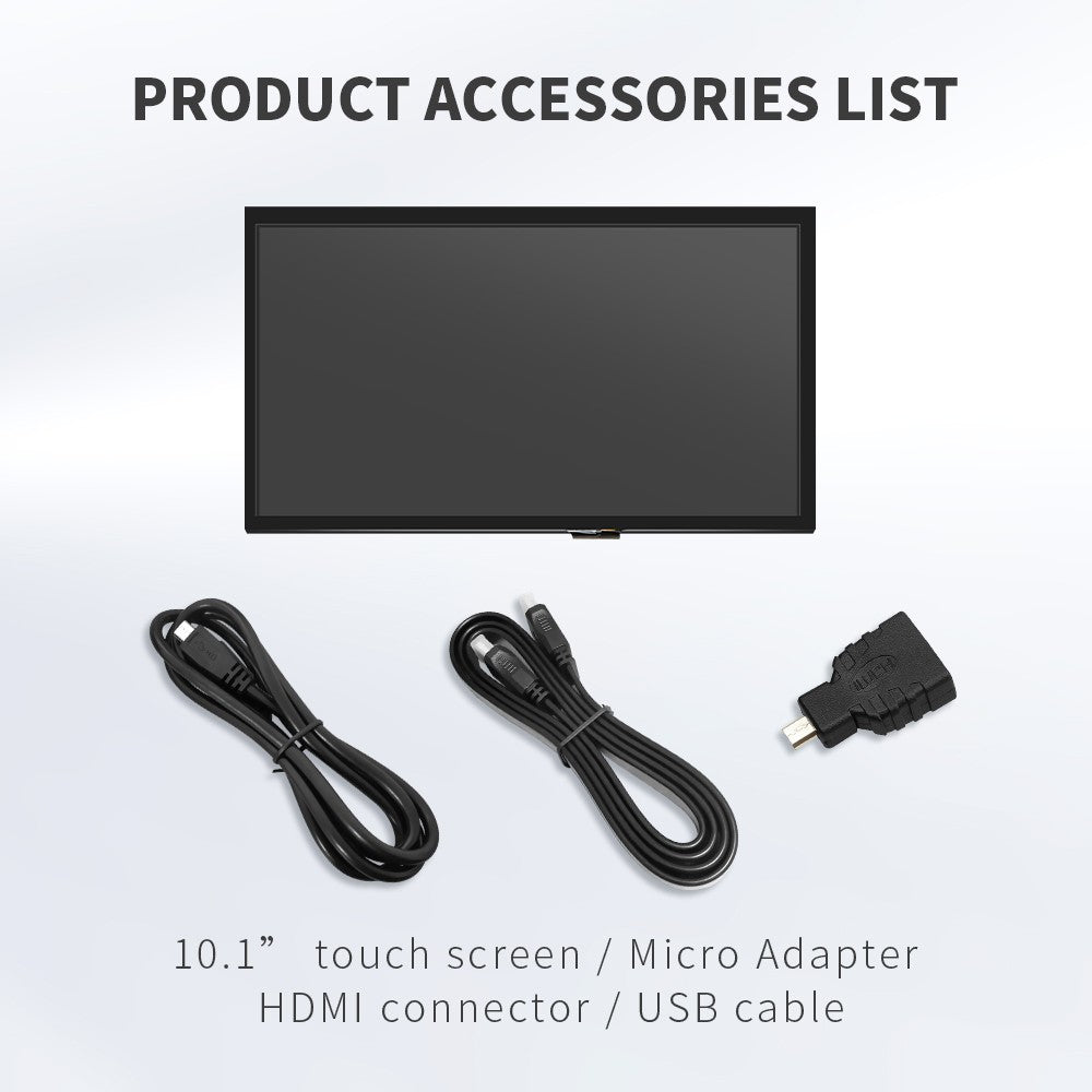 Módulo LCD de pantalla táctil capacitiva de 10,1 pulgadas con carcasa y pantalla IPS de 1024*600 de píxeles altos para Monitor de ordenador Raspberry Pi 4/3B +