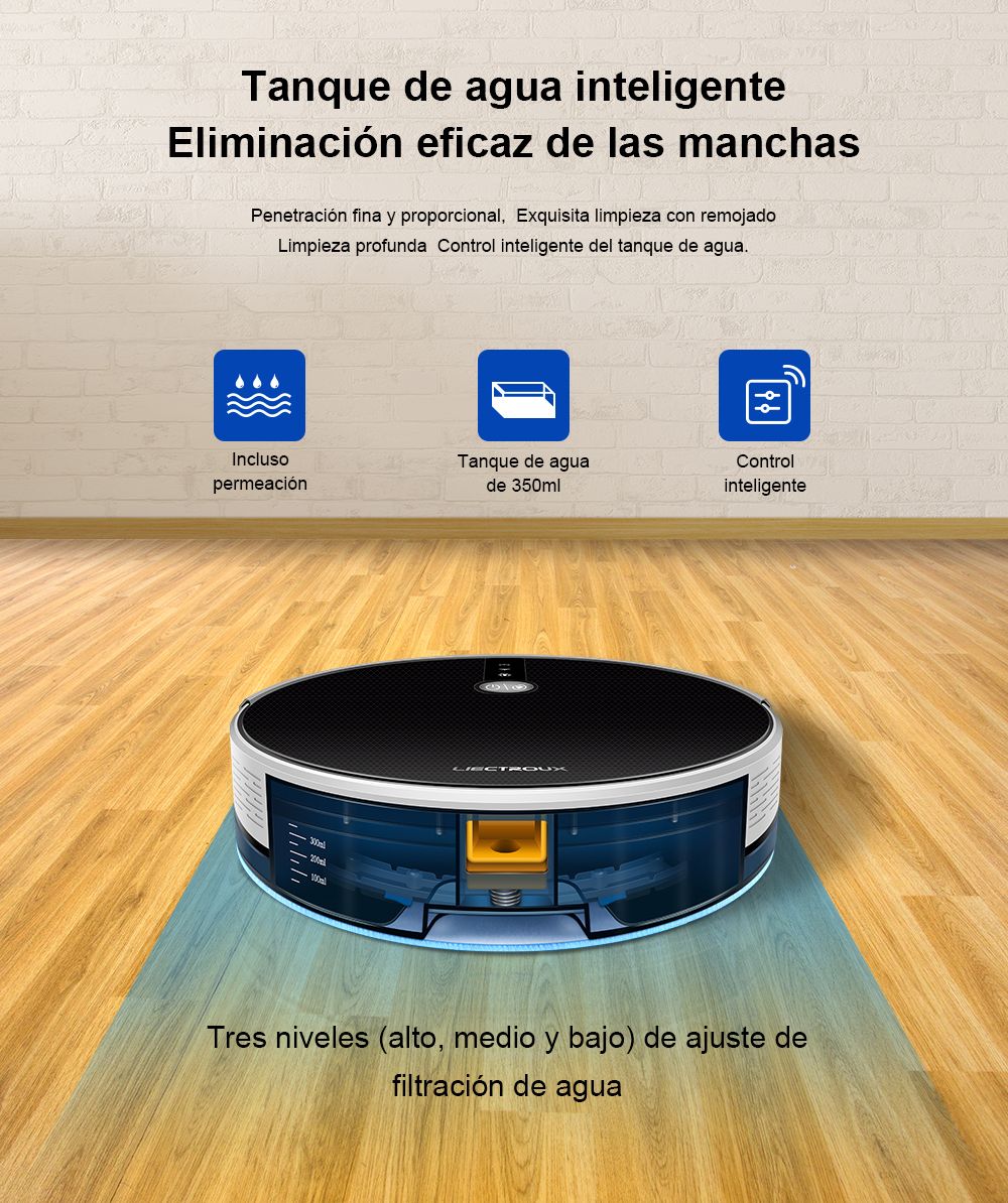 (Código Promocional: AEGG66)Aspiradora Robot LIECTROUX C30B,Navegación de mapas con IA,Partición Inteligente,con Memoria,Aplicación WiFi,Succión Fuerte de 6000Pa,Trapeador Mojado Inteligente, Desinfección