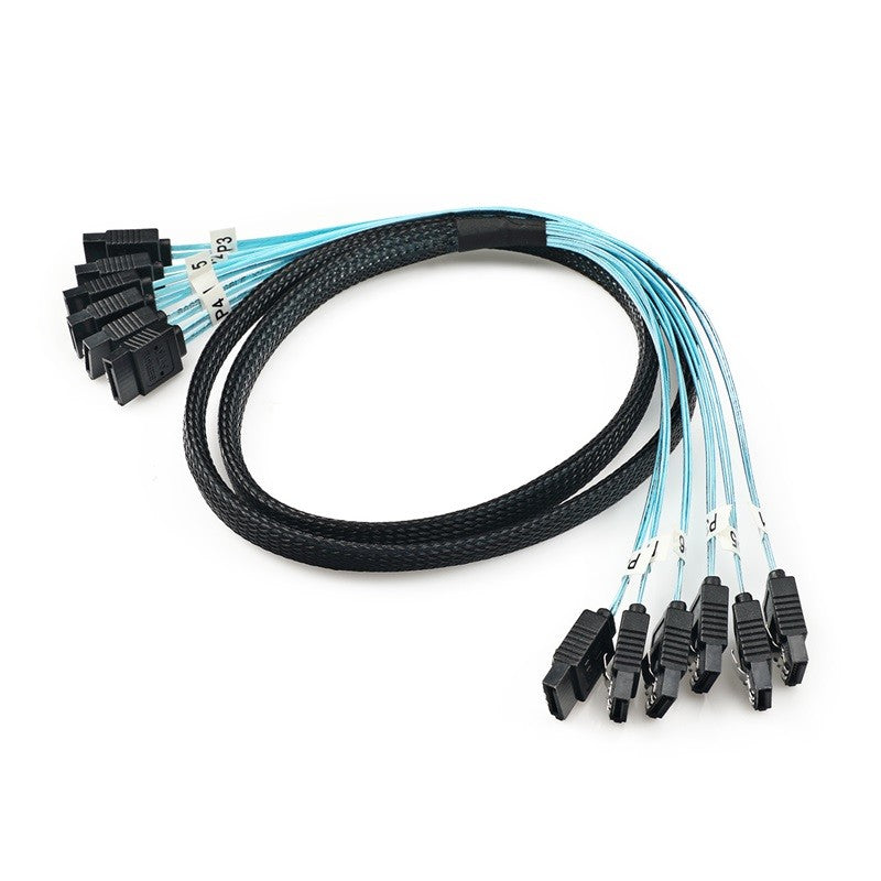 Cable SATA a SATA de 4/6 Puertos, Cable de Datos de 7 Pines SATA SAS de 6Gbps, Cable SATA a SATA para Disco Duro, para Servidor y Minería (4/6 Piezas/Juego)