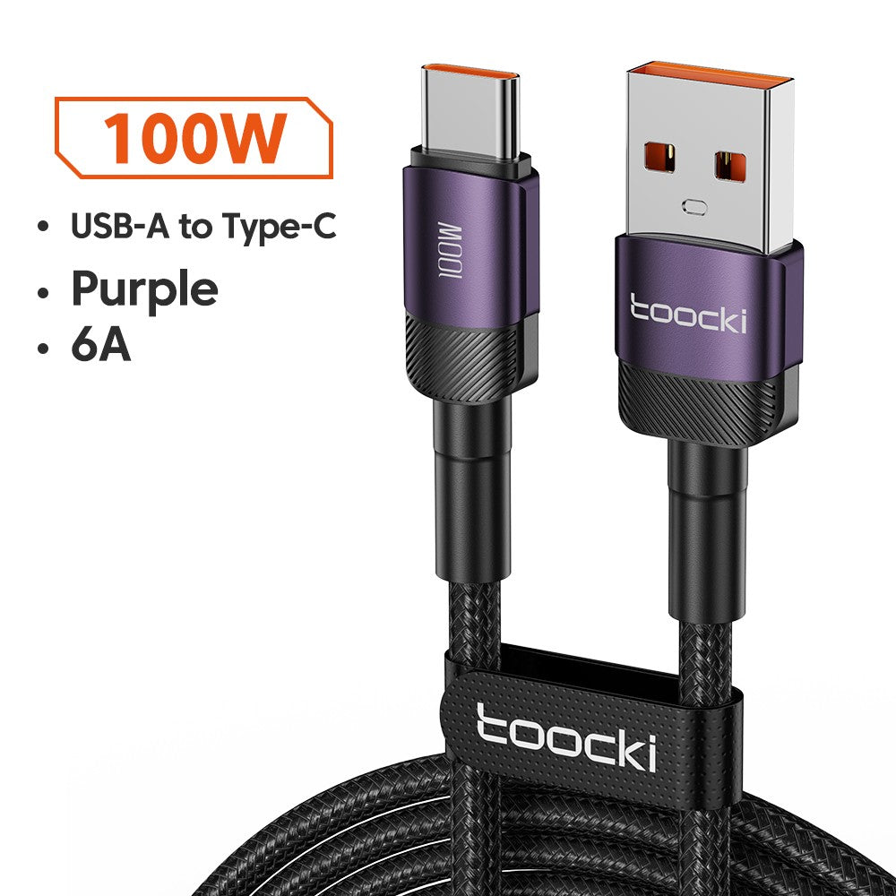 Toocki 100W Cable USB C carga súper rápida 1M 2M Cable cargador tipo C para Huawei Honor Samsung Xiaomi USBC Cable de carga de datos
