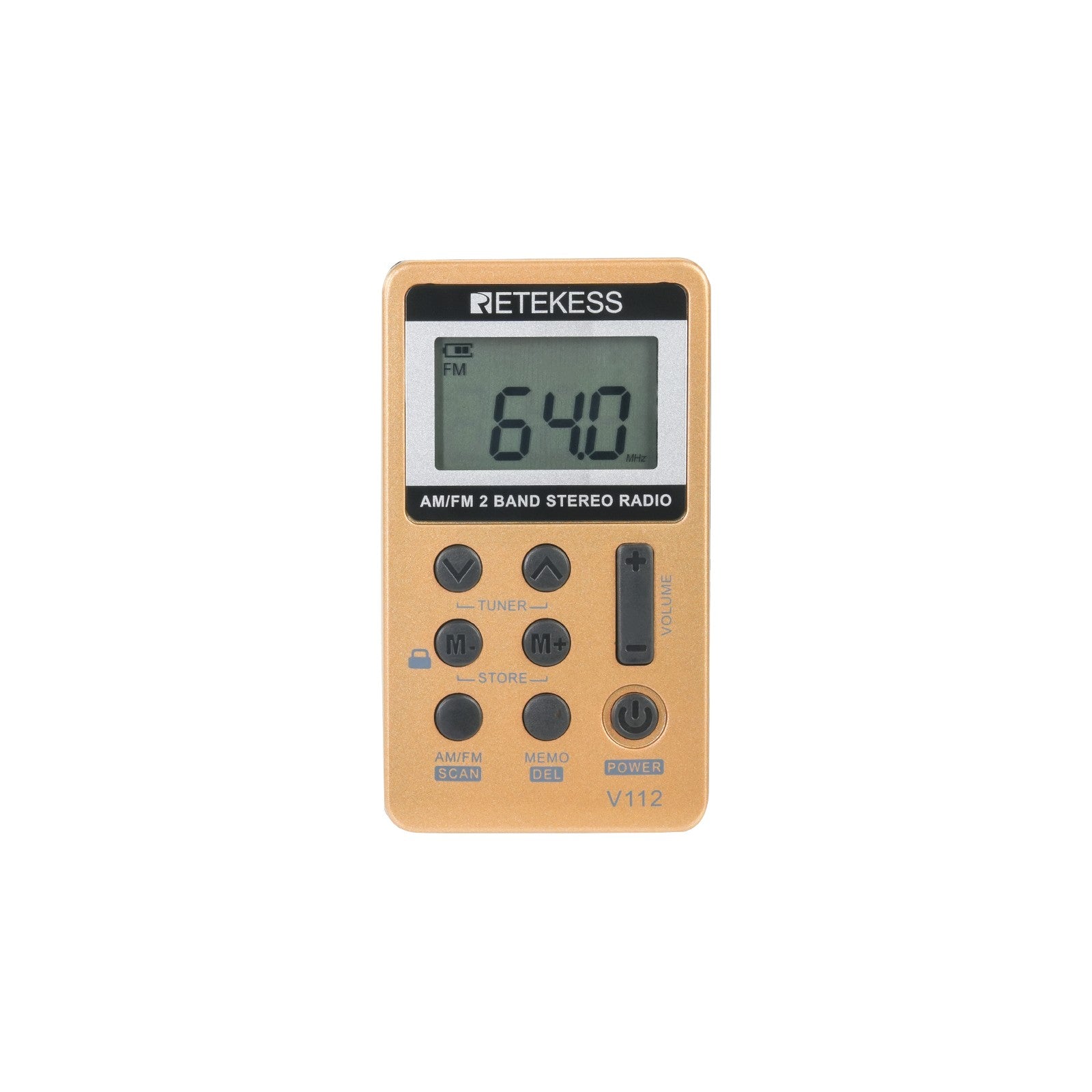 RETEKESS-Radio de 2 bandas V112, 10 piezas, FM, AM, Mini sintonización Digital portátil, receptor de Radio con batería recargable y auriculares
