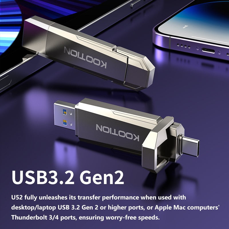 KOOTION U52 unidad de bolígrafo portátil de estado sólido USB 3,2 Gen 2 tipo C unidad Flash 1TB 512GB 256GB Pendrive SSD externo para PC iPhone