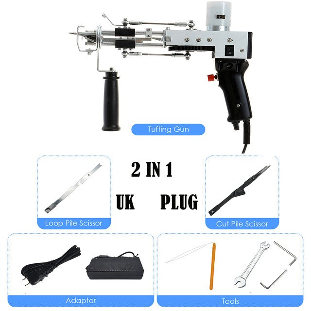 Máquina eléctrica para tejer alfombras, pistola para mechones de alfombras, herramientas para hacer alfombras, máquina de bordado manual de corte/bucle de 7-21mm, 110-220V
