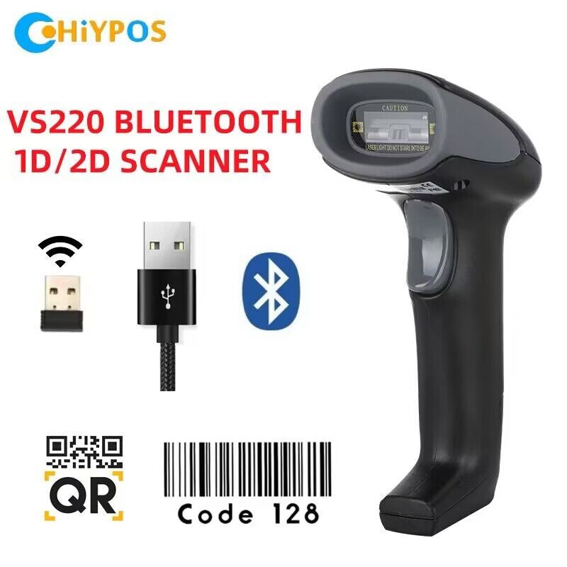 Escáner de código de barras con cable/inalámbrico/Bluetooth, lector de código de barras portátil, matriz de datos 1D/2D, industria de supermercado, nuevo