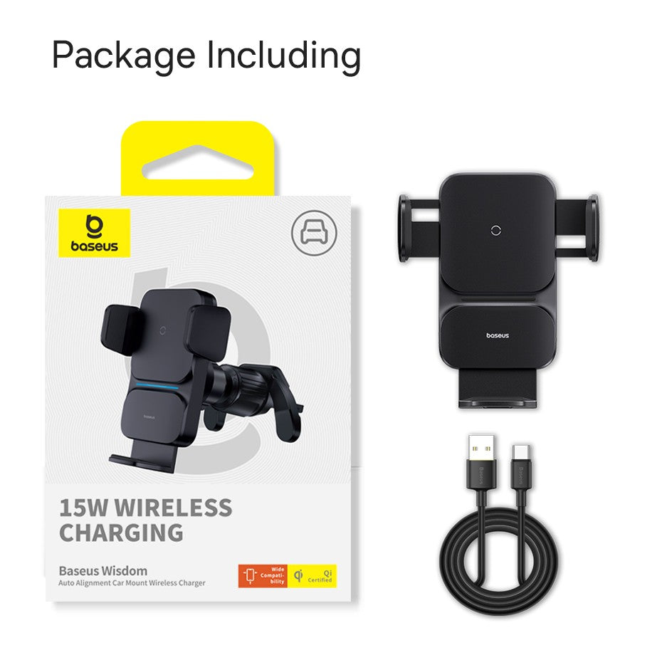 Soporte de teléfono Baseus para coche, cargador de teléfono inalámbrico QI infrarrojo de 15W para iPhone, Xiaomi, Samsung, soporte para coche, carga rápida, fácil Control