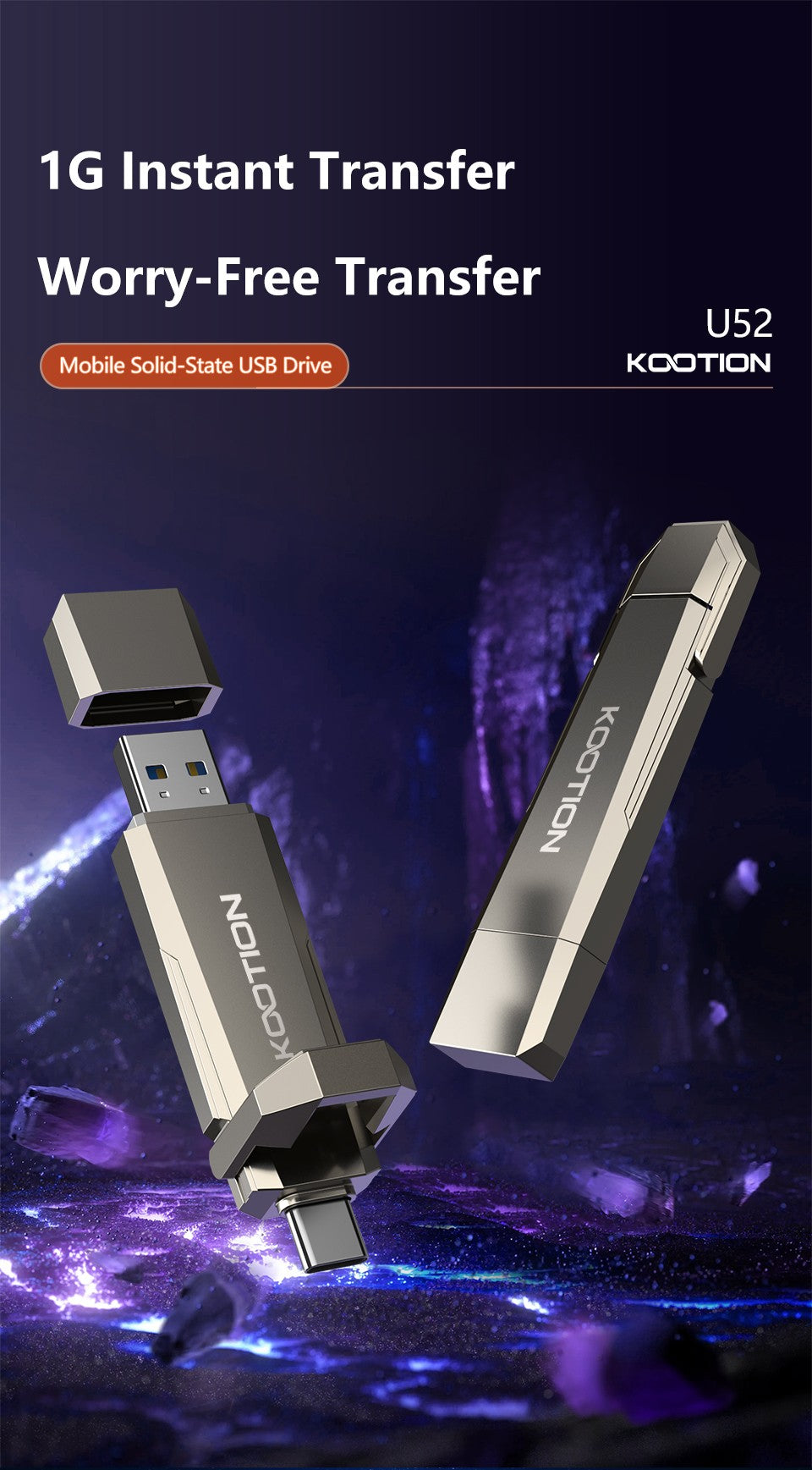 KOOTION U52 unidad de bolígrafo portátil de estado sólido USB 3,2 Gen 2 tipo C unidad Flash 1TB 512GB 256GB Pendrive SSD externo para PC iPhone