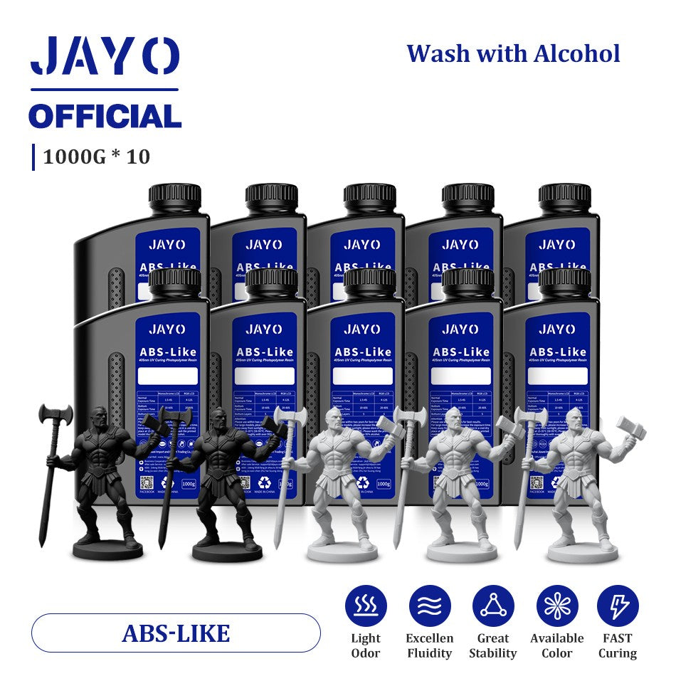 JAYO ABS como resina 3D, 10 botellas ABS como fotopolímero de curado UV de 405nm, resina 3D rápida para impresora 3D LCD/DLP/SLA de 2/4/6/8K