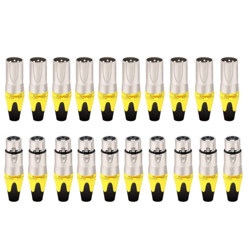 20 piezas, 10 juegos de conectores XLR de 3 pines, coloridos, hembra y macho, de 3 polos, para micrófono, amplificador de audio, para audiófilos