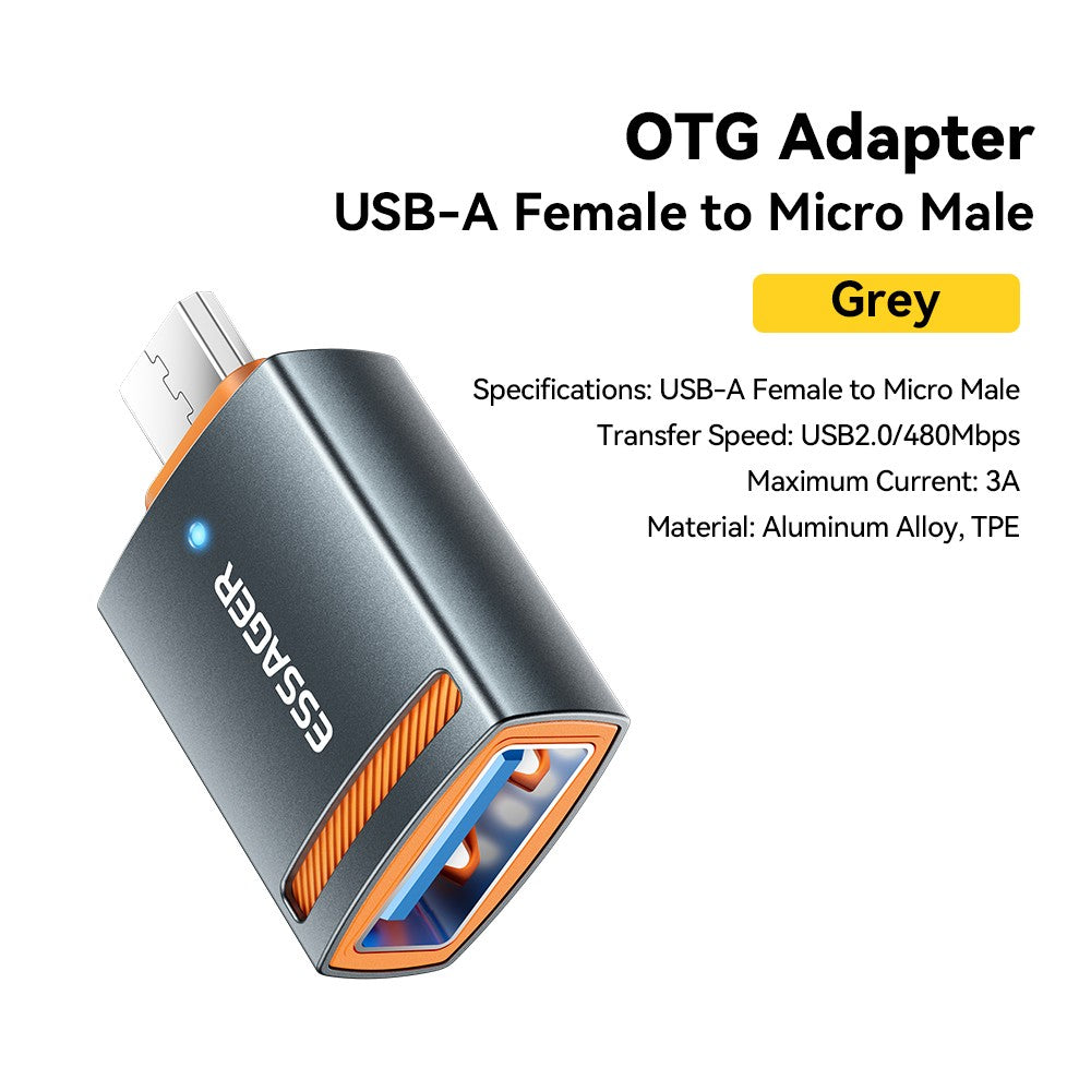 Adaptador Essager USB3.0 OTG tipo C USB-A Micro hembra a USB Micro iP tipo C convertidor macho para Macbook Xiaomi iPhone adaptador OTG