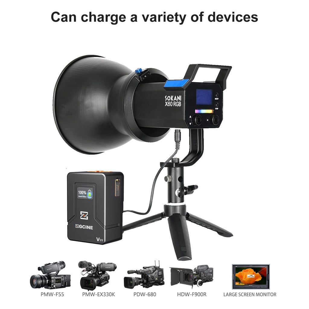 (DO Brasil) Batería de litio V-Lock ZGCINE ZG-S200 V99 con montura V para videocámaras/dispositivos digitales/luces de video/monitores