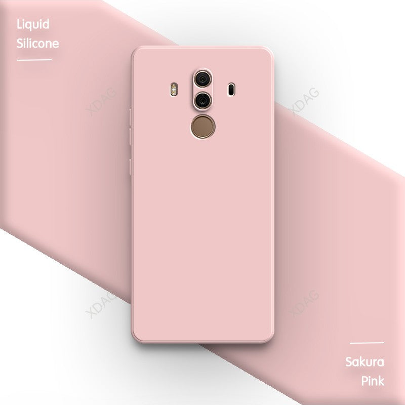 Funda de teléfono oficial de silicona líquida para Huawei Mate10 Mate 10 Pro 10Pro, cubiertas de protección de cámara de Color sólido cuadrado suave para parejas