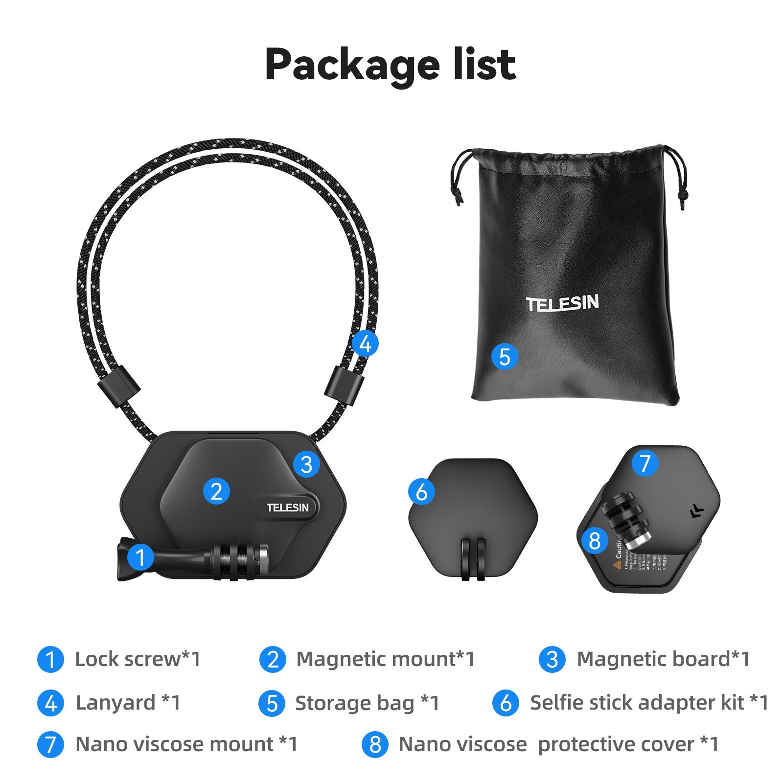 TELESIN-soporte magnético para cámara, montaje colgante de liberación rápida para GoPro 12, 11, 10, Action 4, insta360, X3