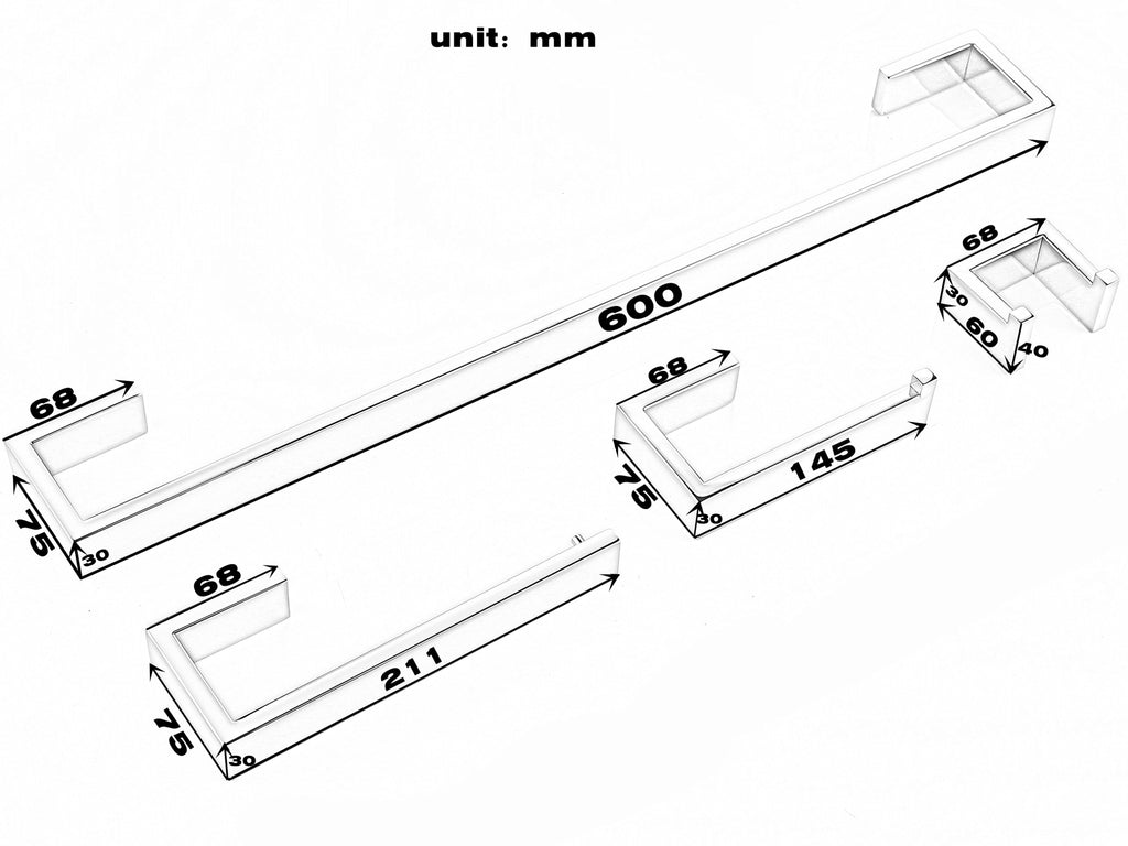 Juego de accesorios de baño, portarrollos de papel higiénico, soporte de toalla, barra de gancho de acero inoxidable, montado en la pared para dormitorio, cocina, Kit de Hardware de baño