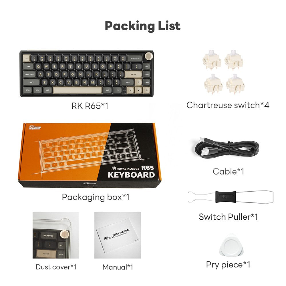 Teclado Mecánico Royal Kludge RK R65 en Portugués Brasileño, con Cable, Intercambiable en Caliente, 66 Teclas, 65%, Retroiluminación RGB, para Gamers