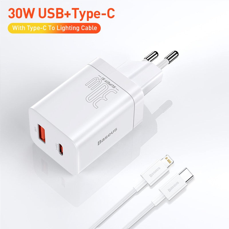 Baseus Super Si 30W USB C adaptador de cargador para iPhone 14 13 12 Pro Max iPad tipo C QC 3,0 PD carga rápida para Xiaomi cargador rápido