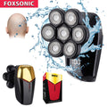 FOXSONIC-Afeitadora para hombre 7D independiente, 7 cortadores, cabezal flotante, maquinilla de afeitar eléctrica resistente al agua, recortadora de barba para hombre