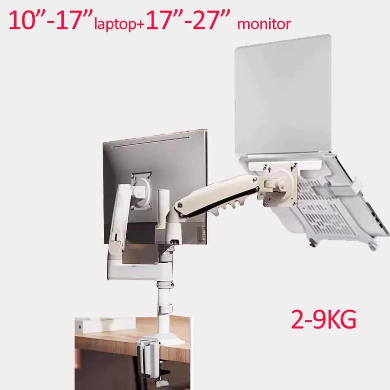 Soporte de Escritorio para Monitor LCD NB H180 FP-2 de 17'-27' + Soporte para Laptop de 10'-17' con Resorte de Gas, Movimiento Completo, 2-12 kg, Abrazadera de Doble Brazo