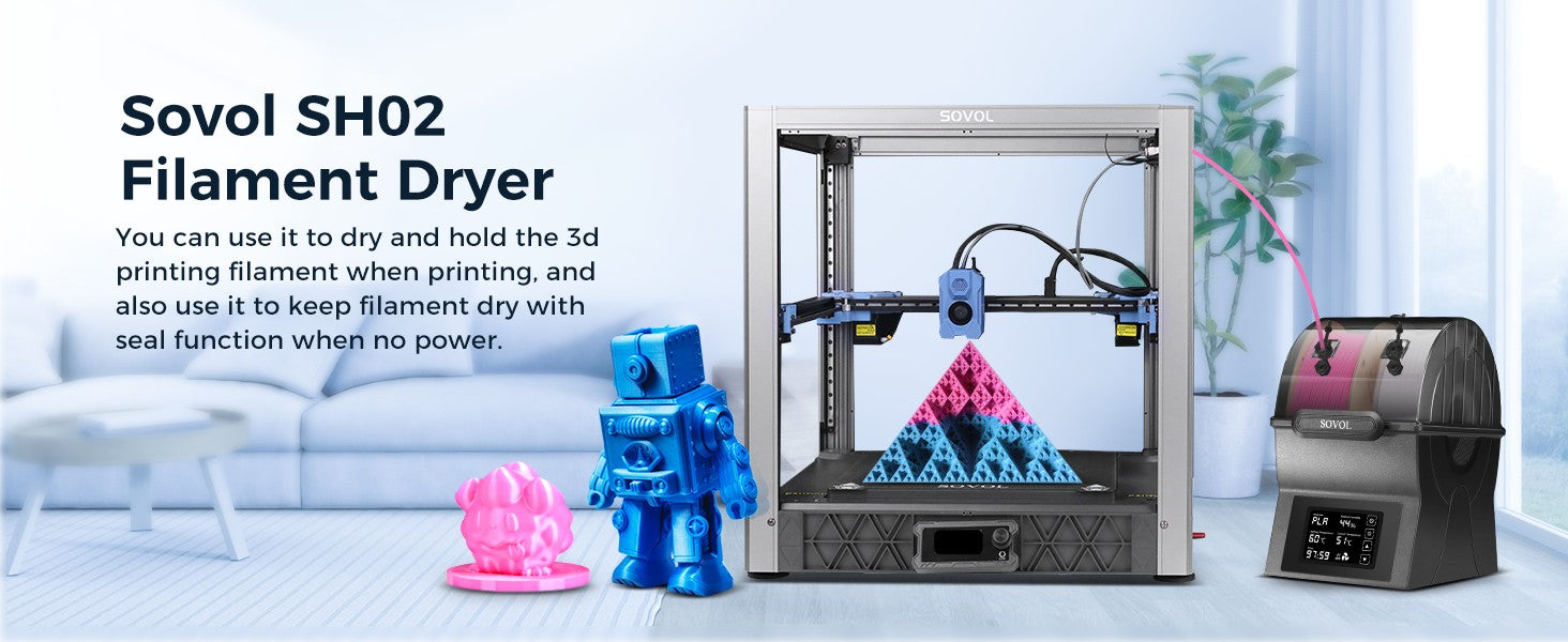 Secador de filamentos Sovol SH02, caja seca, caja de almacenamiento sellada de filamentos, soporte de carrete de impresora 3D con calentador PTC, deshidratador de filamentos