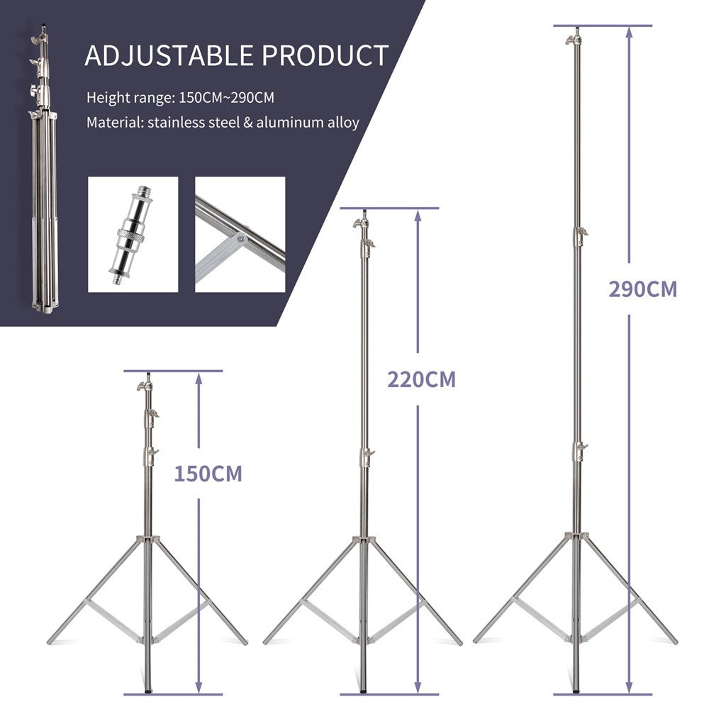 Trípode de aleación de aluminio y acero inoxidable de 2/2,8 M, soporte de luz plegable, trípode para fotografía, soporte en C para foco, Softbox, estudio fotográfico