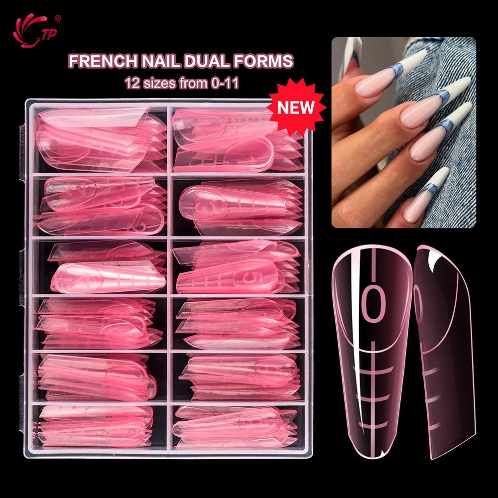TP 120 Uds molde de uñas de doble forma con borde interior cubierta completa formas superiores acrílicas para extensión puntas de uñas postizas molde de Gel de construcción rápida