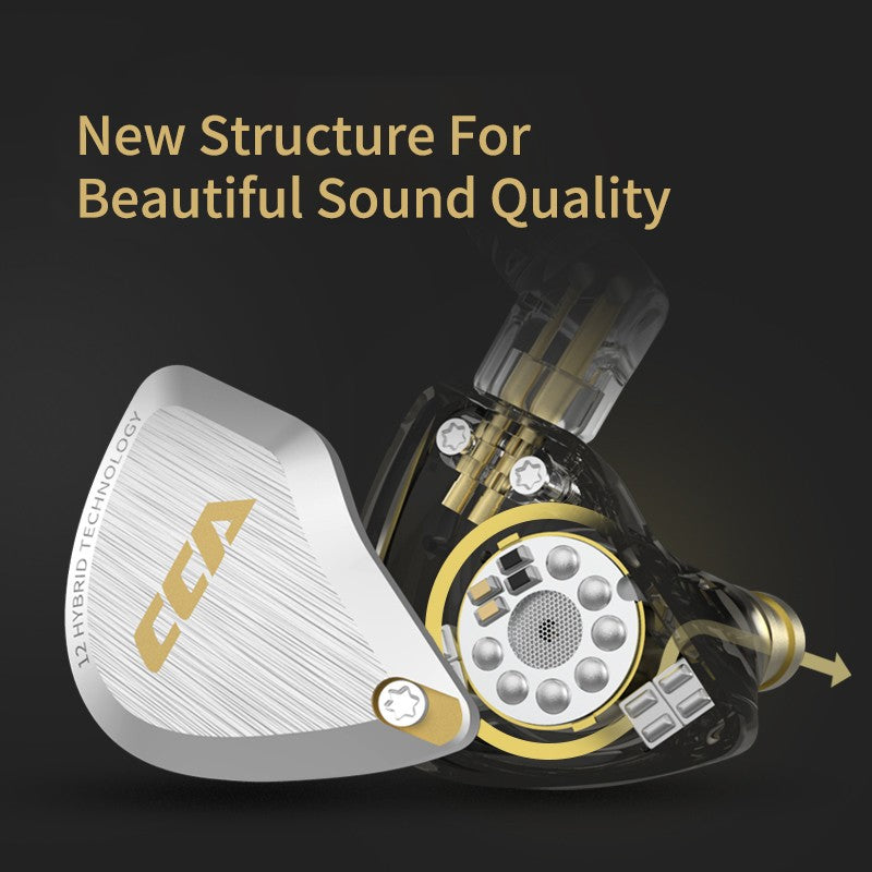 CCA C12 5BA + 1DD auriculares internos híbridos, Unidad de 12 controladores, Monitor de DJ HIFI, auriculares con cancelación de ruido, PC con cable para jugadores