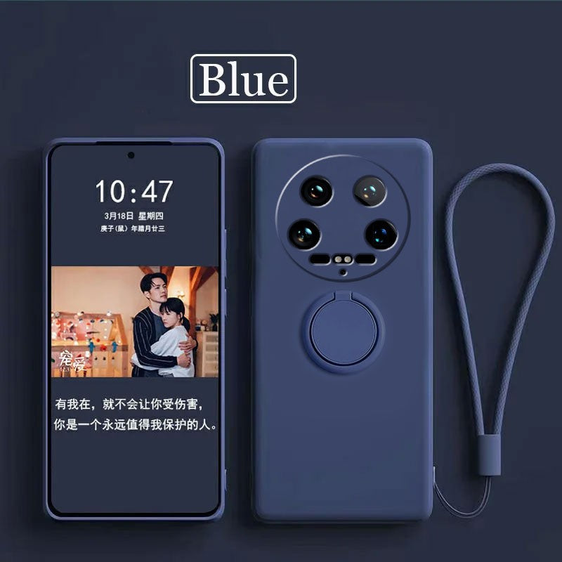 Funda para Xiaomi 14 Ultra Líquido silicona anillo soporte suave funda de teléfono para Xiaomi 14 Ultra a prueba de golpes Fundas traseras Xiaomi 14Ultra