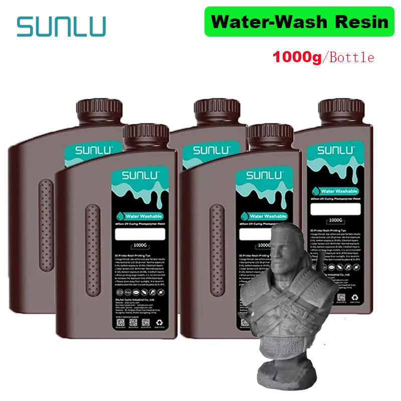 SUNLU 5KG lavado con agua ABS/resina de lavado con agua 395-405nm resina fotopolímero de curado UV resina de curado rápido para impresora 3D LCD DLP SLA