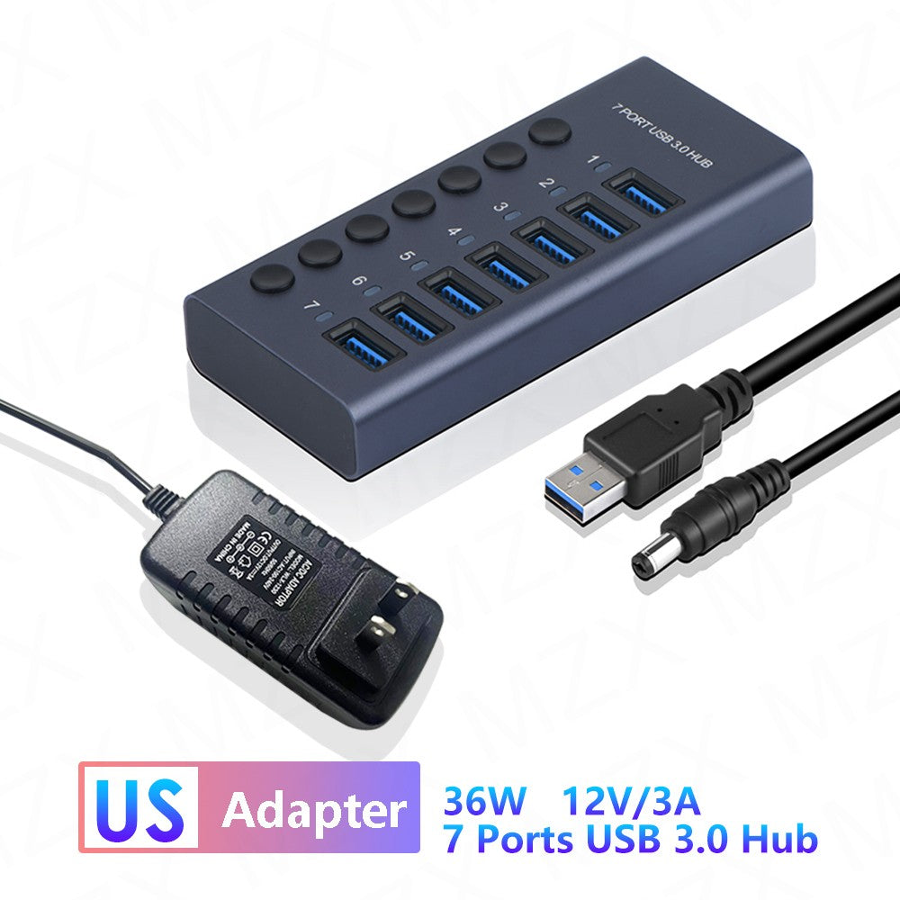 USB 3,0 Hub Socket Switch 4 6 10 puertos concentrador multi-tap multipuerto estación de acoplamiento cargador fuente de alimentación múltiple tipo C