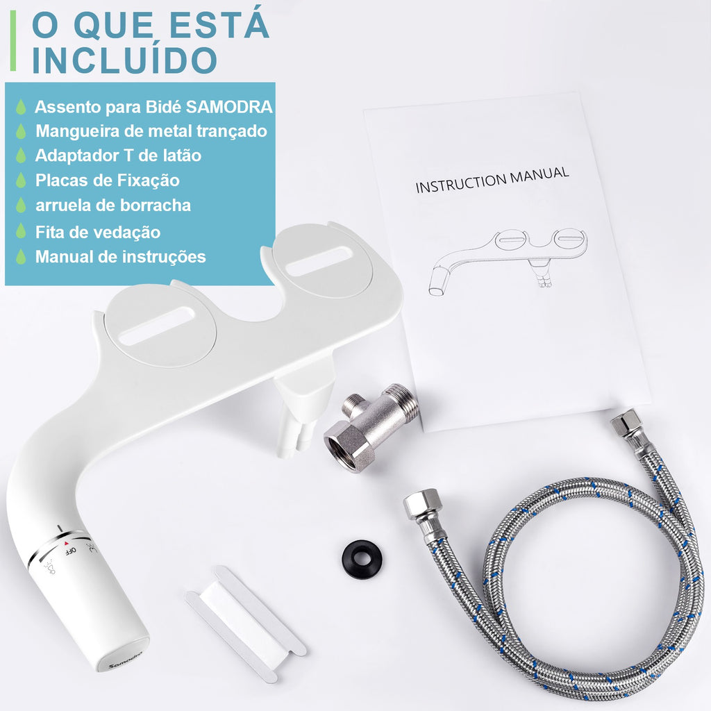 Bidet SAMODRA Ultra-Delgado, Bidet Minimalista para Inodoro con Doble Boquilla (Lavado Frontal y Trasero) Presión de Agua Ajustable, Attachment de Asiento para Inodoro con Agua Fresca, Fácil de Instalar.