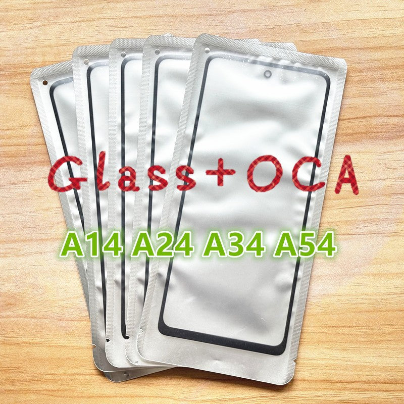 10 unids/lote para Samsung A14 A24 A34 A54 pantalla táctil reemplazo de lente de vidrio frontal y exterior