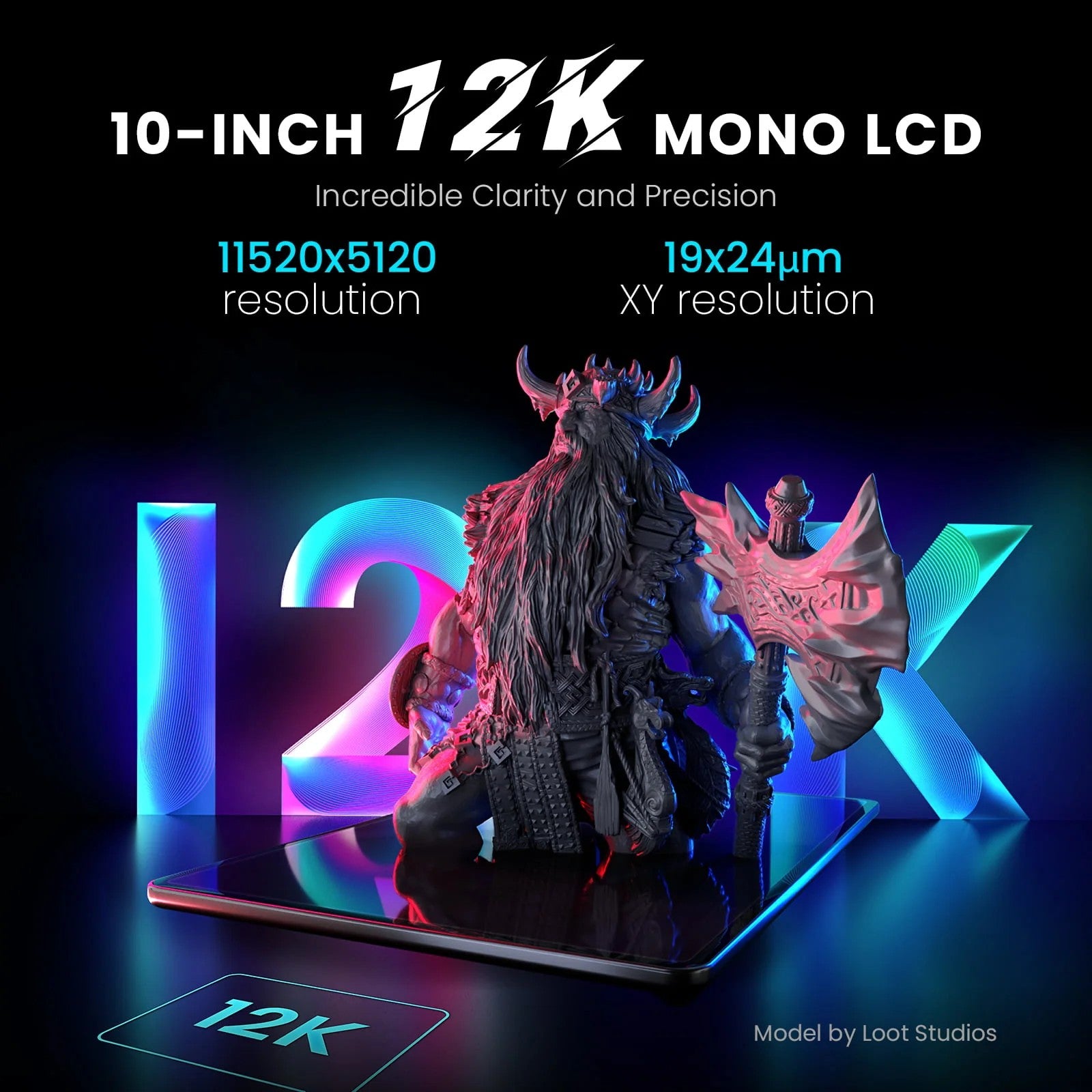 Impresora 3D ELEGOO SATURN 3 ULTRA 12K Mono MSLA, Impresora 3D de Resina LCD de 10'' y 12K, Velocidad de Impresión de hasta 150 mm/h, Tamaño de Impresión 219*123*260 mm