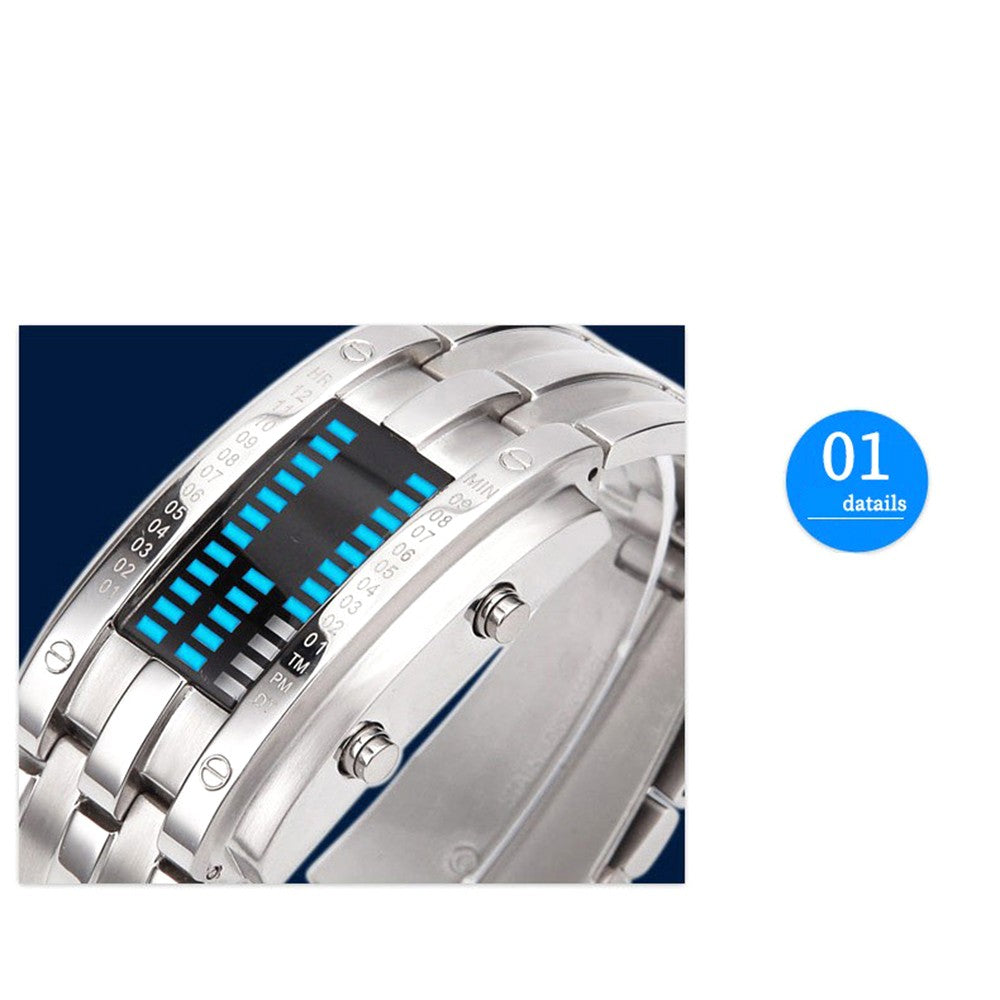 Reloj deportivo de moda, marca de lujo popular, reloj binario creativo para hombres y mujeres, reloj led de acero inoxidable para parejas