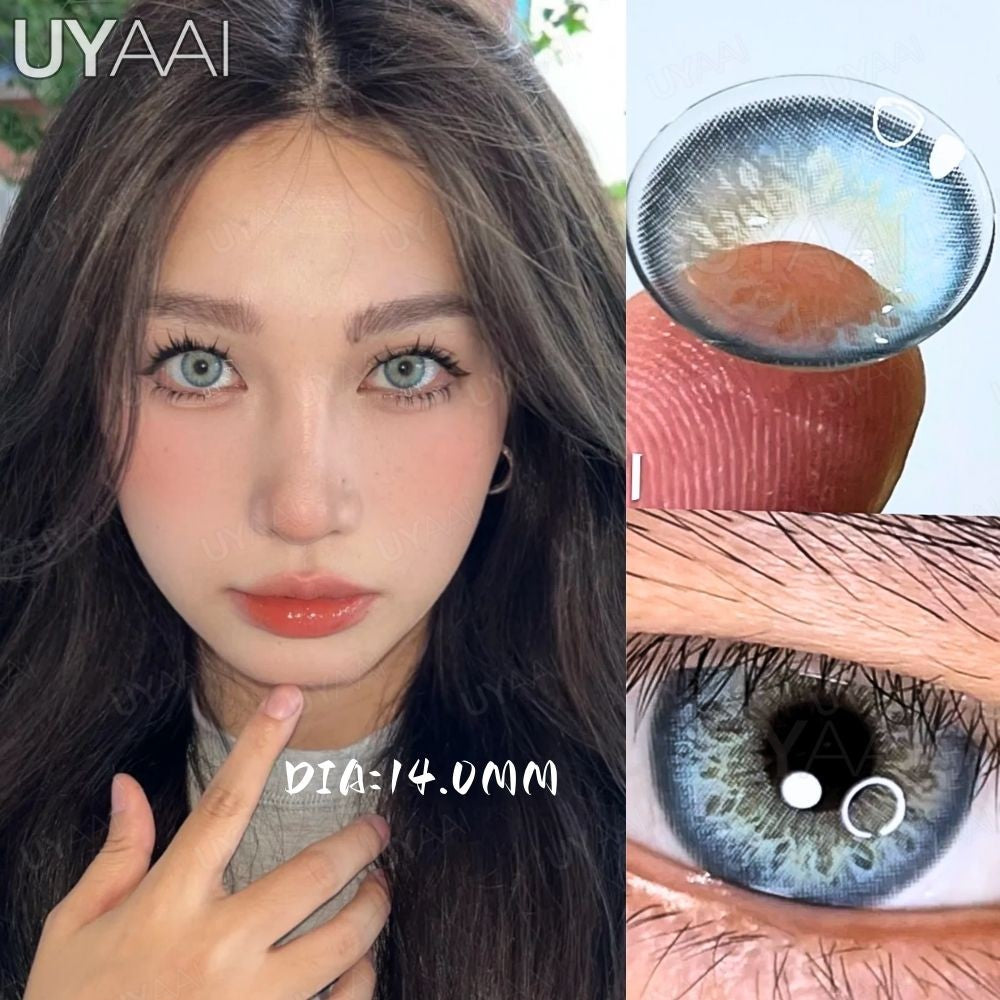 UYAAI 1 par de lentes de contacto serie Russian Girl Pro lentes de contacto verdes serie Bubble ojos grandes lentes suaves anuales ojos verdes