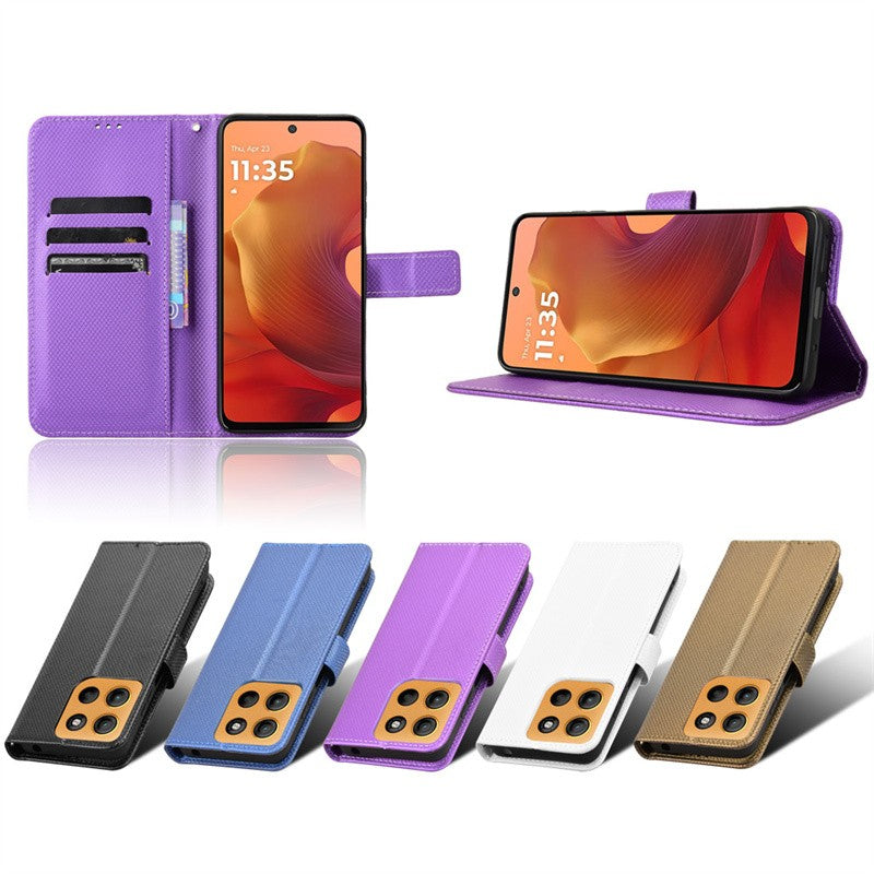 Para Motorola Moto G15 G15 Power funda de lujo con tapa patrón de diamante piel PU funda tipo billetera de cuero con soporte para Moto G15 4G bolsas de teléfono