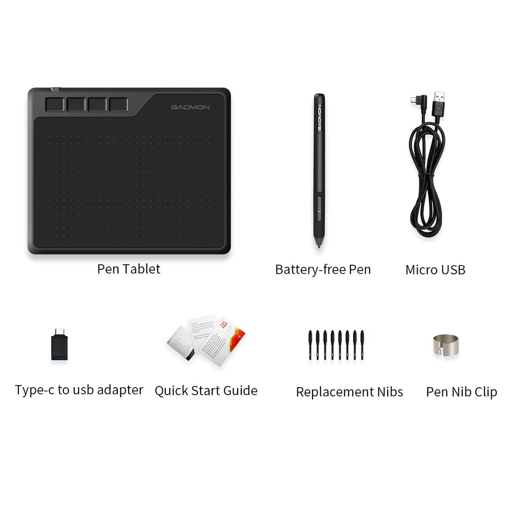 Tableta Digital Gaomon S620 de 6.5x4 Pulgadas, Tableta Gráfica Delgada y Portátil para Dibujar y Jugar OSU, Fácil Conexión con Teléfonos Android