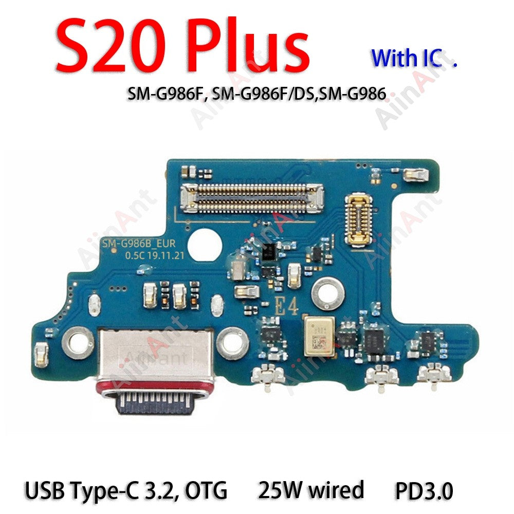 AiinAnt conector de placa de cargador USB, puerto de carga, Cable flexible, base Original For Samsung Galaxy S20 Ultra Plus FE S20 + G988B G988U G986B G986U G981B G981U G781B G780F G988N G986N G981N