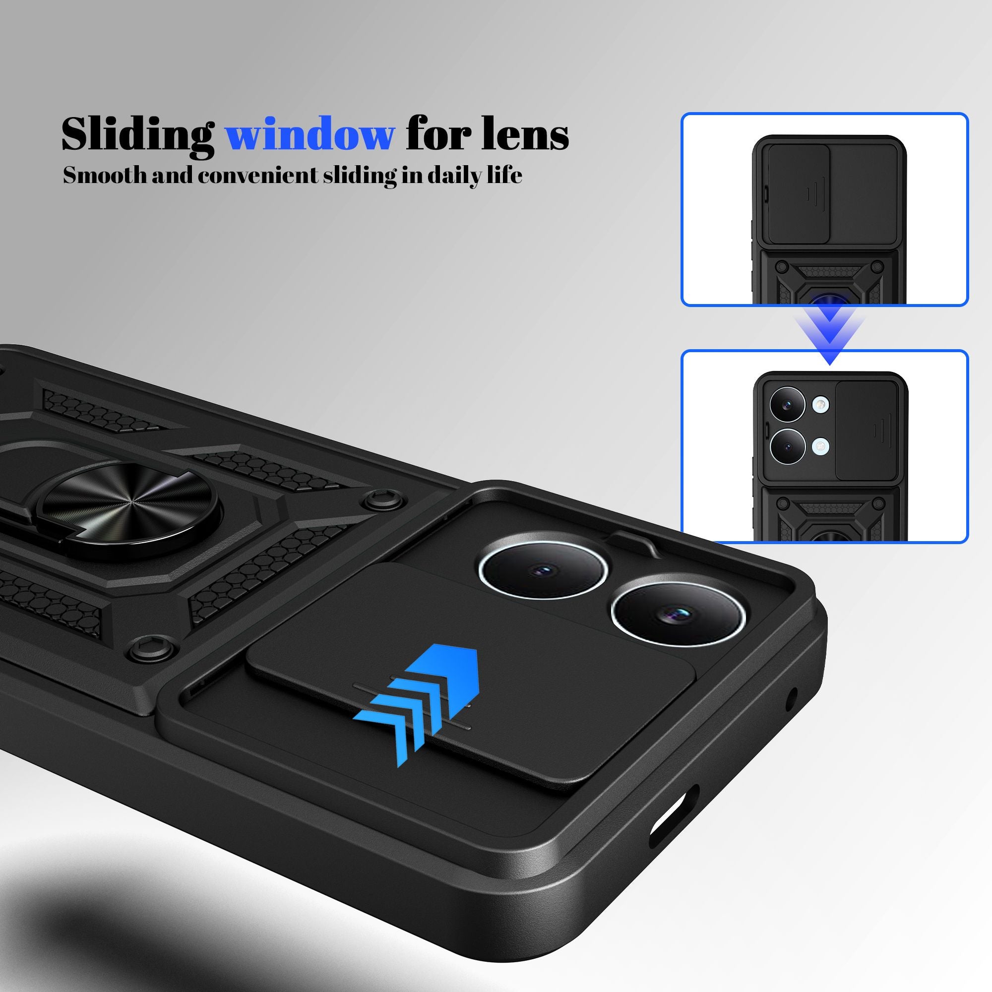 Funda Protectora para POCO X8 Pro Max X7 X6 Pro 5G, Funda con Anillo y Soporte para Xiaomi POCO X8 Pro, Protección para la Lente de la Cámara