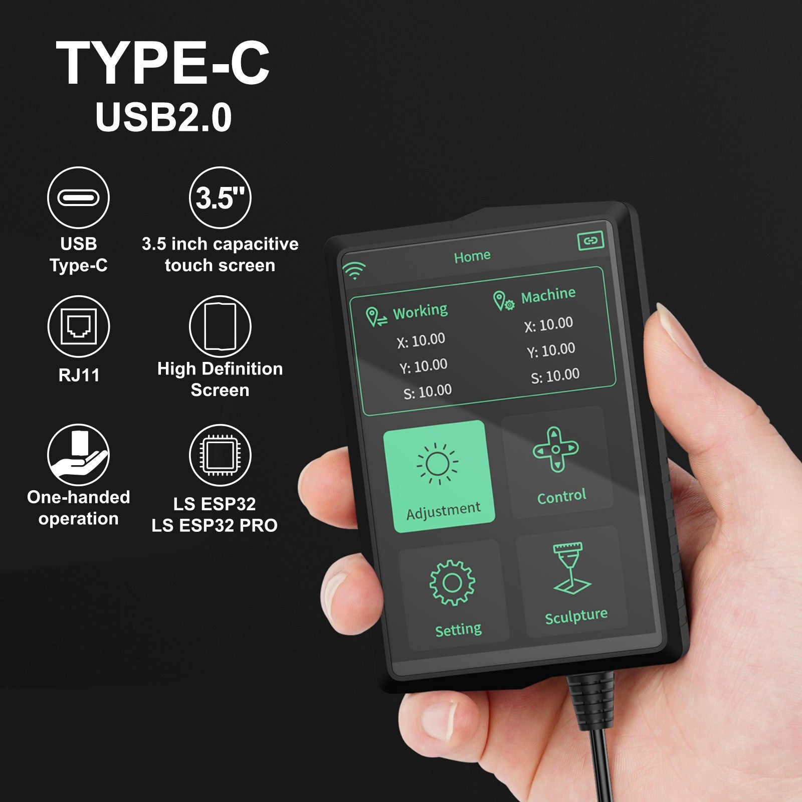 Twotrees 3,5 pantalla táctil pantalla portátil de mano para TTS-55 Pro TTS-10 Pro TTS-20 Pro grabador láser controlador de grabado TTS