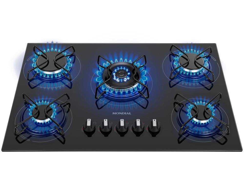 Cooktop 5 Bocas Mondial Gas LPG Black-Bivolt