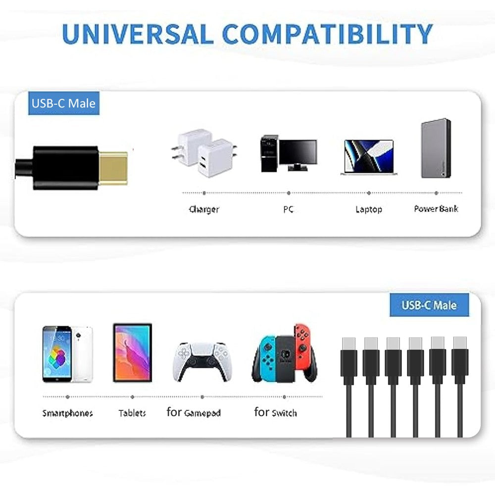 Cable divisor USB C Cable multi USB C a USB C 6 en 1 Cable cargador macho tipo C para tableta Android Samsung y dispositivo TypeC
