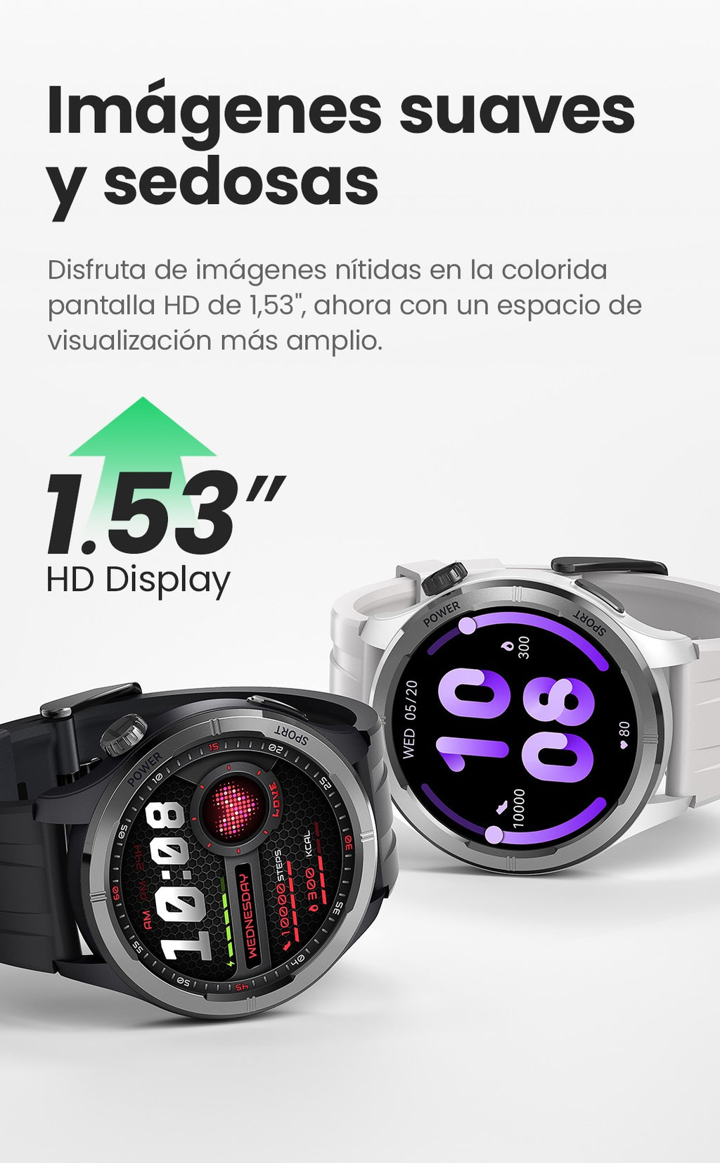 HAYLOU Solar Neo Reloj inteligente Pantalla HD de 1,53'' Llamada Bluetooth Monitoreo de salud 24 horas Relojes inteligentes Hombres Mujeres Relojes deportivos inteligentes