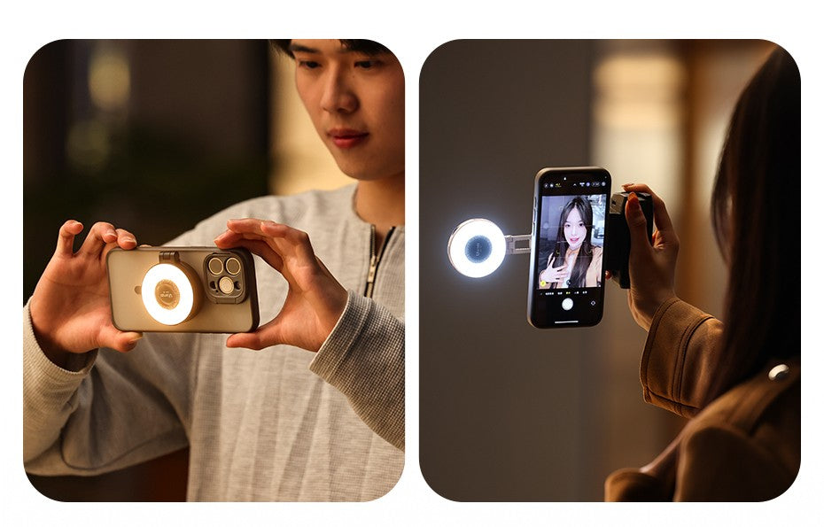 Ulanzi LM19 MagSafe Light CRI 95+ para fotografía Vlog Livestream Luz de relleno con tapa bicolor adecuada para teléfonos móviles magnéticos