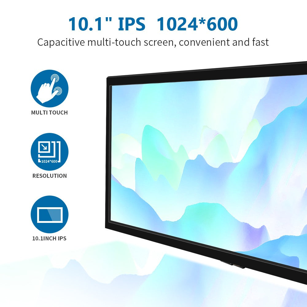 Módulo LCD de pantalla táctil capacitiva de 10,1 pulgadas con carcasa y pantalla IPS de 1024*600 de píxeles altos para Monitor de ordenador Raspberry Pi 4/3B +