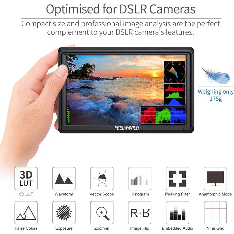 FEELWORLD FW568 V3 pulgadas FW 568 cámara de fotografía 4K 3D Monitor de campo HDMI Full HD vídeo enfoque de pulverización para DSLR sin espejo Sony