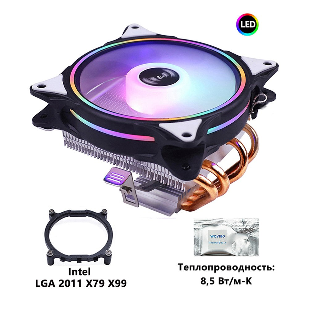 Enfriador de CPU, 4 tubos de disipación de calor, 120 mm, perfil bajo, 4 pines, LGA 115X 1200 1700 2011 X79 X99, AM4 AM5