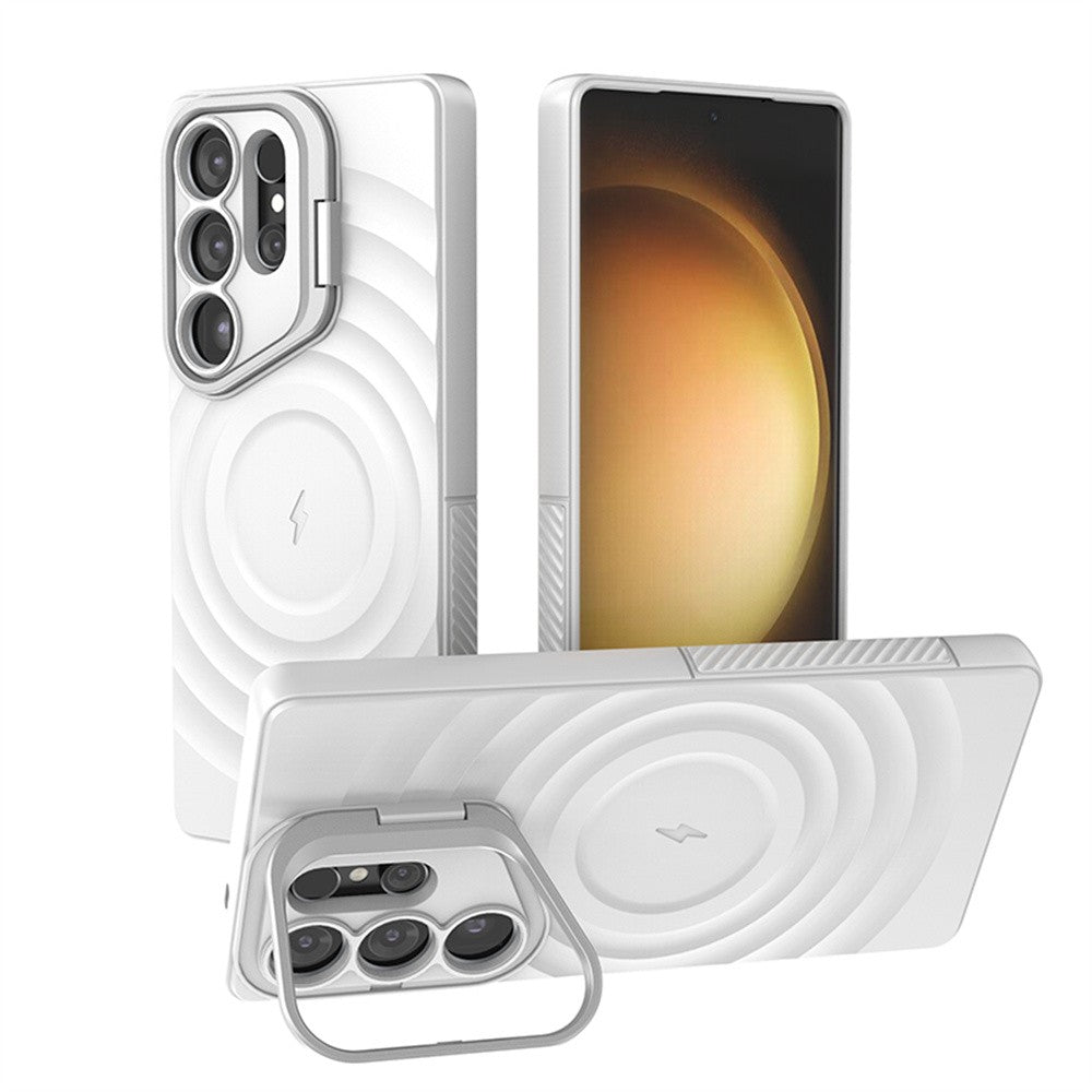 Soporte de lente Invisible para funda de teléfono magnética Magsafe para Samsung S25 Ultra Edge S25 Plus cubierta de silicona suave ondulada de agua redonda