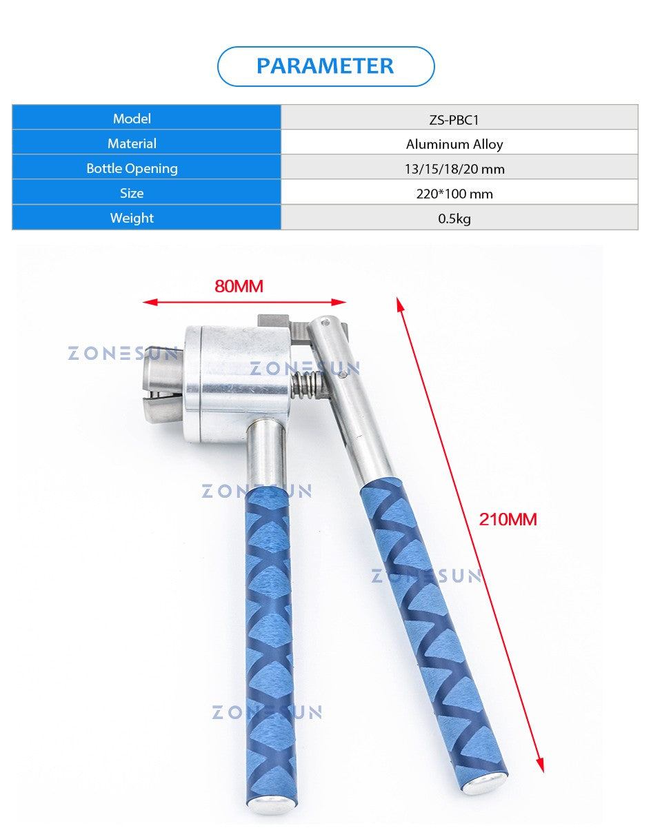 ZONESUN ZS-PBC1 15mm botella de Perfume Manual de acero inoxidable Vial en aerosol engarzadora tapado Manual herramienta de tapado de sello