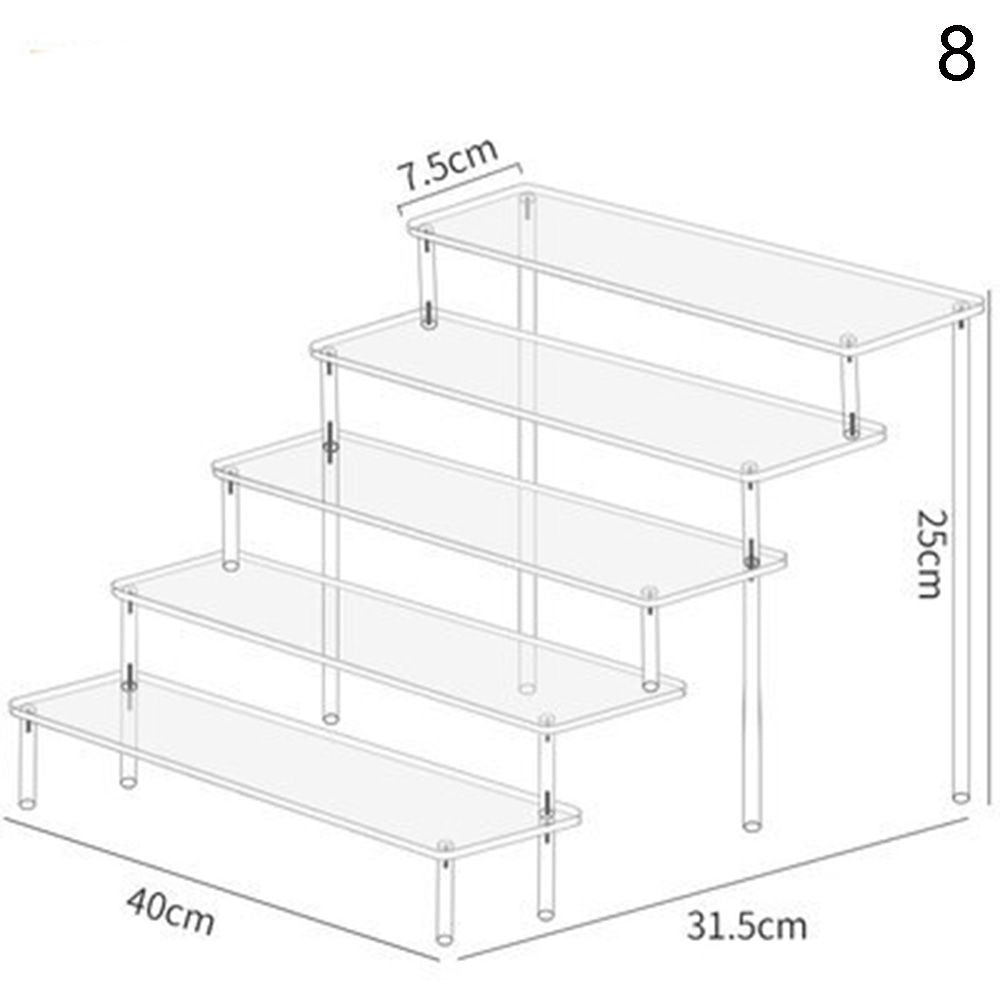 Soporte de exhibición acrílico de 1-4 niveles, estante de exhibición duradero para magdalenas, Perfume, muñeca, caja ciega Trapezoidal transparente, estante de almacenamiento