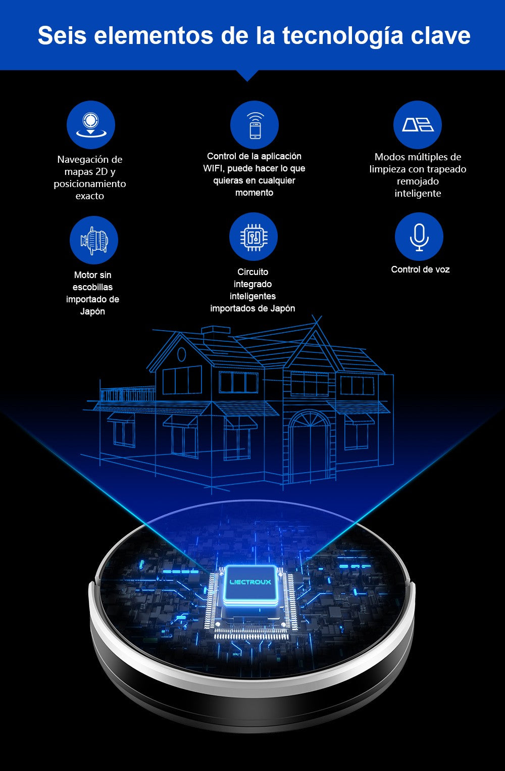 (Código Promocional: AEGG66)Aspiradora Robot LIECTROUX C30B,Navegación de mapas con IA,Partición Inteligente,con Memoria,Aplicación WiFi,Succión Fuerte de 6000Pa,Trapeador Mojado Inteligente, Desinfección