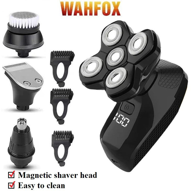FOXSONIC-Afeitadora para hombre 7D independiente, 7 cortadores, cabezal flotante, maquinilla de afeitar eléctrica resistente al agua, recortadora de barba para hombre